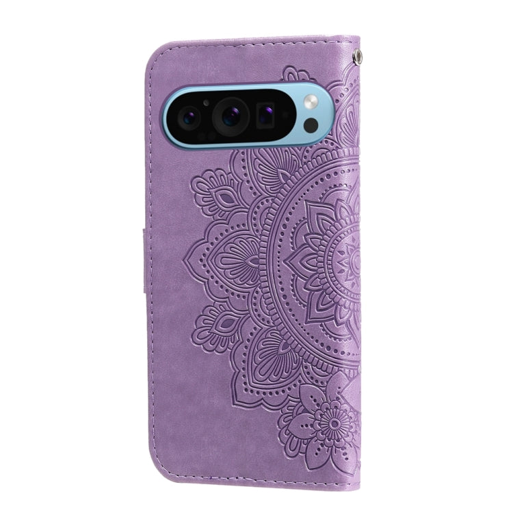 For Google Pixel 9 7-petal Flowers Embossing Leather Phone Case(Light Purple) - Google Cases by PMC TechLife | Online Shopping South Africa | PMC TechLife | Buy Now Pay Later Mobicred