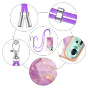 For OPPO Reno11 5G Global Electroplating Marble Dual-side IMD Phone Case with Lanyard(Purple 001)