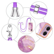 For Motorola Moto G04 4G / G24 4G Electroplating Marble Dual-side IMD Phone Case with Lanyard(Purple 001)