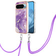 For Google Pixel 9 / 9 Pro Electroplating Marble Dual-side IMD Phone Case with Lanyard(Purple 002) - Google Cases by PMC TechLife | Online Shopping South Africa | PMC TechLife | Buy Now Pay Later Mobicred