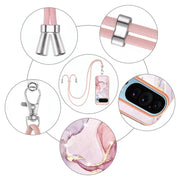 For Google Pixel 9 Pro XL Electroplating Marble Dual-side IMD Phone Case with Lanyard(Rose Gold 005)