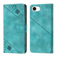 For iPhone 16e Skin-feel Embossed Leather Phone Case(Green) - iPhone 16e Cases by PMC TechLife | Online Shopping South Africa | PMC TechLife | Buy Now Pay Later Mobicred