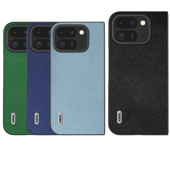 For Google Pixel 9 Pro Fold ABEEL Black Edge Genuine Leather Mino Phone Case(Green)