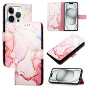 For iPhone 16 Pro PT003 Marble Pattern Flip Leather Phone Case(Rose Gold)