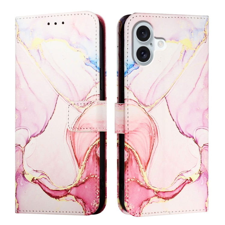 For iPhone 16 Plus PT003 Marble Pattern Flip Leather Phone Case(Rose Gold) - iPhone 16 Plus Cases by PMC TechLife | Online Shopping South Africa | PMC TechLife | Buy Now Pay Later Mobicred