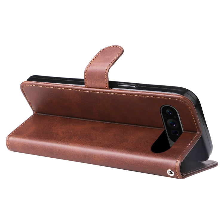 For Google Pixel 9 Pro Fashion Calf Texture Zipper Leather Phone Case(Brown)