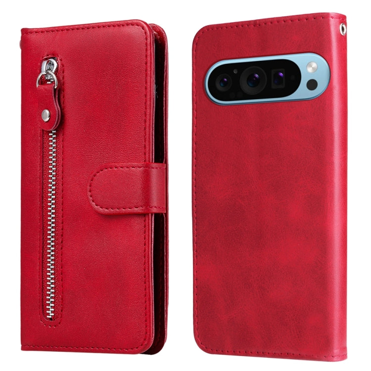 For Google Pixel 9 Fashion Calf Texture Zipper Leather Phone Case(Red) - Google Cases by PMC TechLife | Online Shopping South Africa | PMC TechLife | Buy Now Pay Later Mobicred