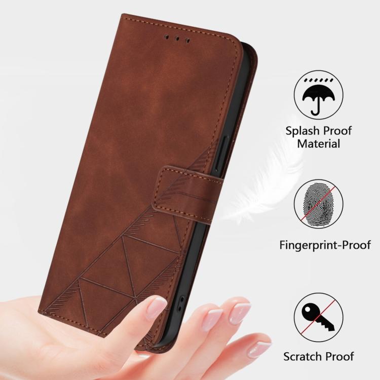 For iPhone 16e Crossbody 3D Embossed Flip Leather Phone Case(Brown) - iPhone 16e Cases by PMC TechLife | Online Shopping South Africa | PMC TechLife | Buy Now Pay Later Mobicred
