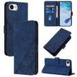 For iPhone 16e Crossbody 3D Embossed Flip Leather Phone Case(Blue) - iPhone 16e Cases by PMC TechLife | Online Shopping South Africa | PMC TechLife | Buy Now Pay Later Mobicred