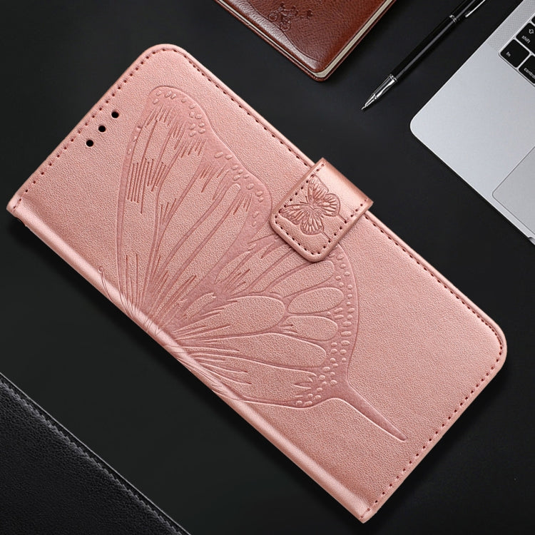 For iPhone 16 Pro Embossed Butterfly Leather Phone Case(Rose Gold) - iPhone 16 Pro Cases by PMC TechLife | Online Shopping South Africa | PMC TechLife | Buy Now Pay Later Mobicred