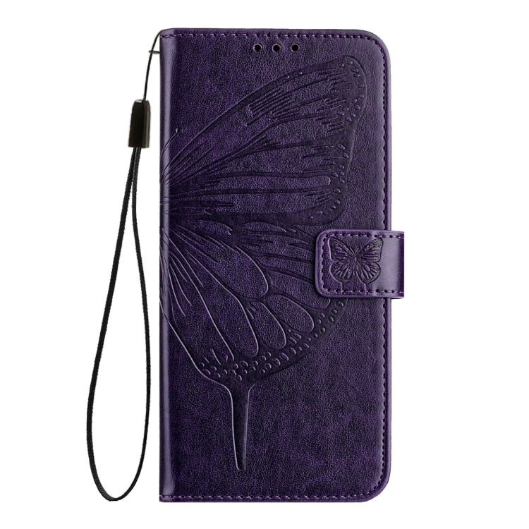 For iPhone 16 Plus Embossed Butterfly Leather Phone Case(Dark Purple) - iPhone 16 Plus Cases by PMC TechLife | Online Shopping South Africa | PMC TechLife | Buy Now Pay Later Mobicred