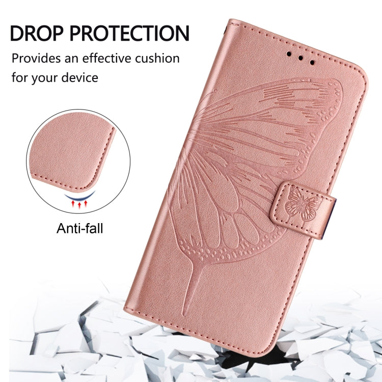 For iPhone 16 Plus Embossed Butterfly Leather Phone Case(Rose Gold) - iPhone 16 Plus Cases by PMC TechLife | Online Shopping South Africa | PMC TechLife | Buy Now Pay Later Mobicred