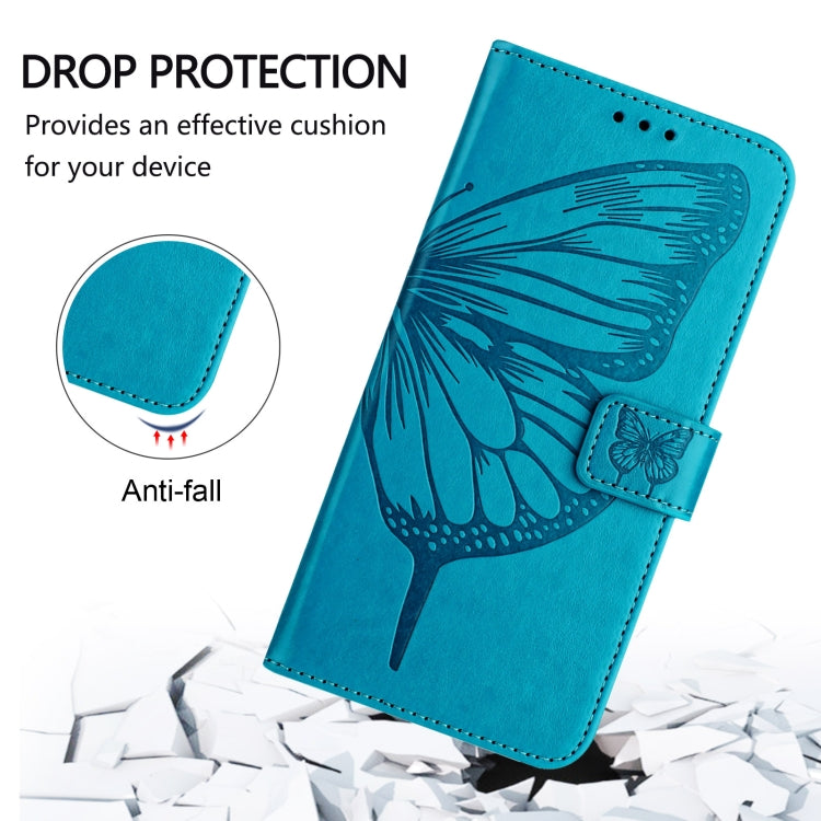 For iPhone 16 Embossed Butterfly Leather Phone Case(Blue) - iPhone 16 Cases by PMC TechLife | Online Shopping South Africa | PMC TechLife | Buy Now Pay Later Mobicred