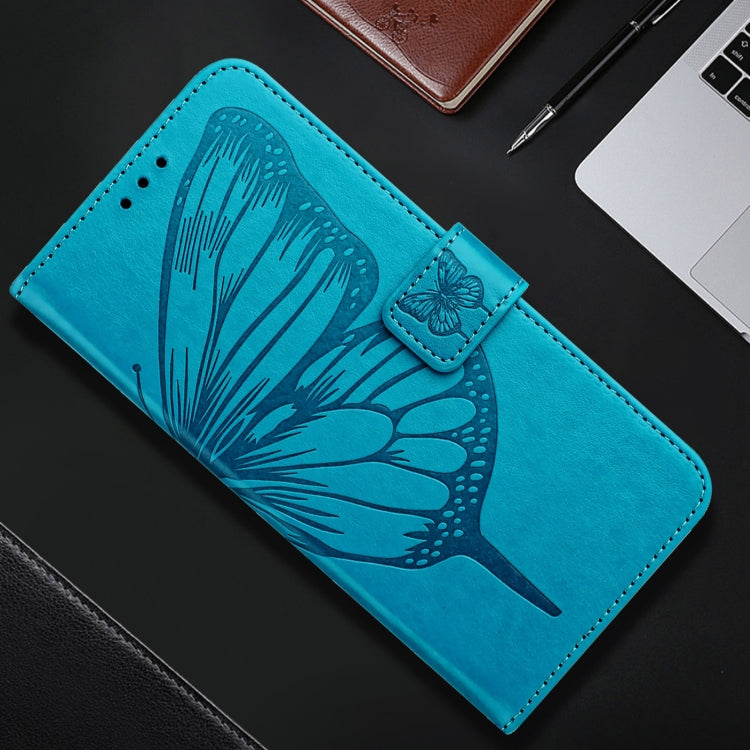 For iPhone 16 Embossed Butterfly Leather Phone Case(Blue) - iPhone 16 Cases by PMC TechLife | Online Shopping South Africa | PMC TechLife | Buy Now Pay Later Mobicred