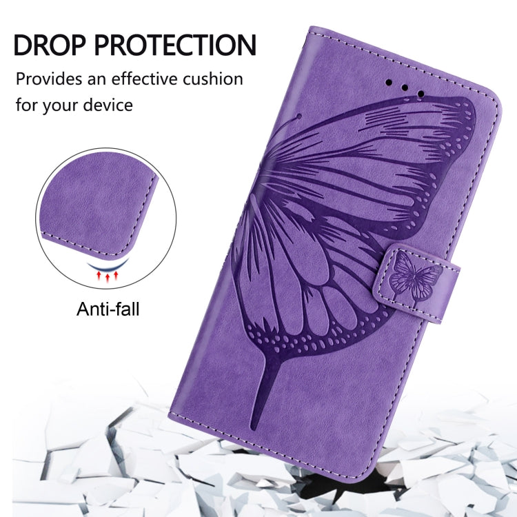For iPhone 16 Embossed Butterfly Leather Phone Case(Light Purple) - iPhone 16 Cases by PMC TechLife | Online Shopping South Africa | PMC TechLife | Buy Now Pay Later Mobicred