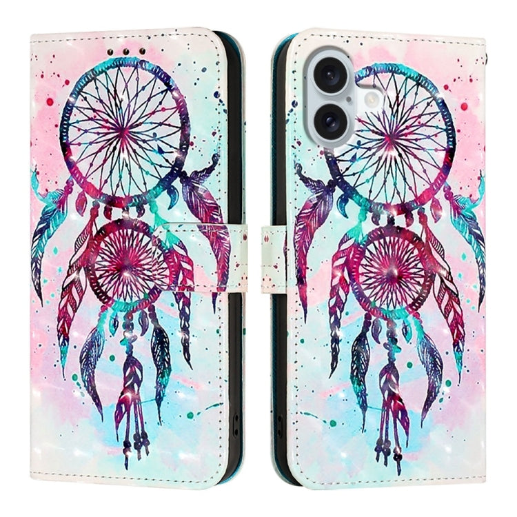For iPhone 16 Plus 3D Painting Horizontal Flip Leather Phone Case(Color Drop Wind Chimes) - iPhone 16 Plus Cases by PMC TechLife | Online Shopping South Africa | PMC TechLife | Buy Now Pay Later Mobicred