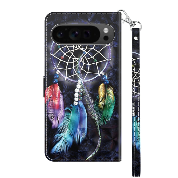 For Google Pixel 9 3D Painted Pattern Leather Phone Case(Colorful Dreamcatcher) - Google Cases by PMC TechLife | Online Shopping South Africa | PMC TechLife | Buy Now Pay Later Mobicred