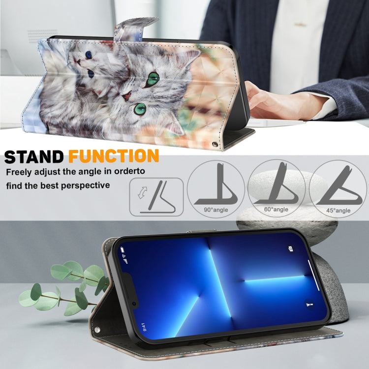 For Google Pixel 9 3D Painted Pattern Leather Phone Case(Two Loving Cats) - Google Cases by PMC TechLife | Online Shopping South Africa | PMC TechLife | Buy Now Pay Later Mobicred