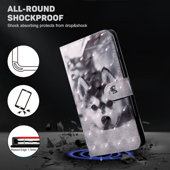 For Google Pixel 9 3D Painted Pattern Leather Phone Case(Husky)