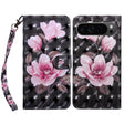 For Google Pixel 9 3D Painted Pattern Leather Phone Case(Pink Flower) - Google Cases by PMC TechLife | Online Shopping South Africa | PMC TechLife | Buy Now Pay Later Mobicred