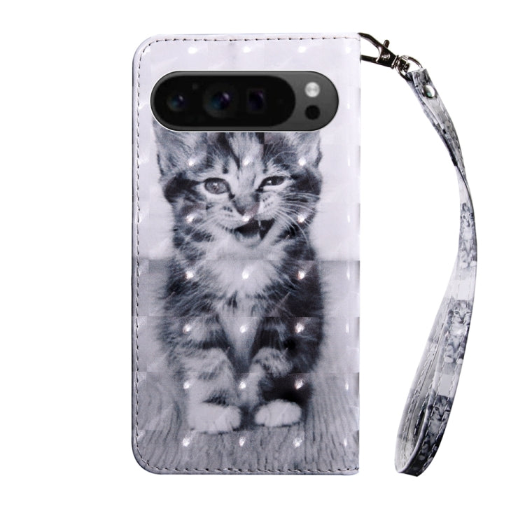 For Google Pixel 9 3D Painted Pattern Leather Phone Case(Smile Cat) - Google Cases by PMC TechLife | Online Shopping South Africa | PMC TechLife | Buy Now Pay Later Mobicred