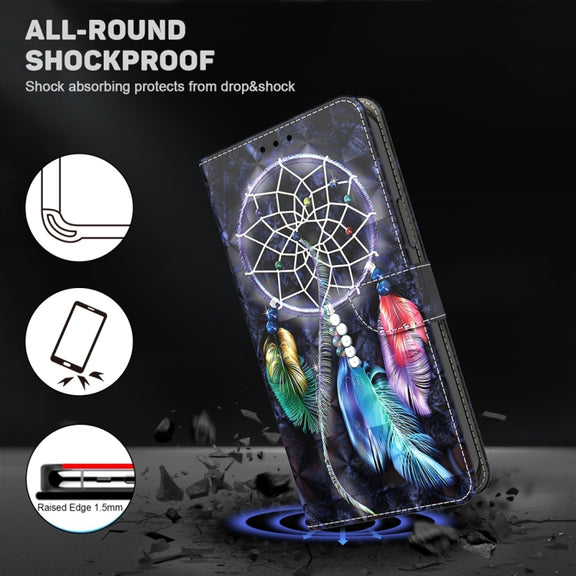 For Google Pixel 9 Pro 3D Painted Pattern Leather Phone Case(Colorful Dreamcatcher)