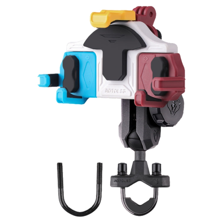 MOTOSLG Crab Motorcycle Phone Clamp Bracket U-Type Headbar Mount with Anti-theft Lock(Blue White Red) - Holder by MOTOLSG | Online Shopping South Africa | PMC TechLife | Buy Now Pay Later Mobicred