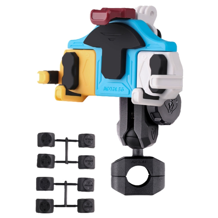 MOTOSLG Crab Motorcycle Phone Clamp Bracket O-Type Rear Mirror Mount with Anti-theft Lock(Yellow Blue White) - free shipping - PMC TechLife - Order now!