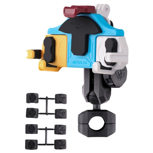 MOTOSLG Crab Motorcycle Phone Clamp Bracket O-Type Rear Mirror Mount with Anti-theft Lock(Yellow Blue White) - free shipping - PMC Jewellery - Order now!