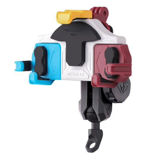 MOTOSLG Crab Motorcycle Phone Clamp Bracket L-Type Rear Mirror Mount with Anti-theft Lock(Blue White Red) - free shipping - PMC Jewellery - Order now!