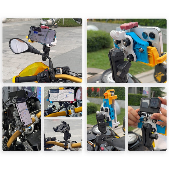 MOTOSLG Crab Motorcycle Phone Clamp Bracket M10 Ballhead Mount(Yellow Blue White)