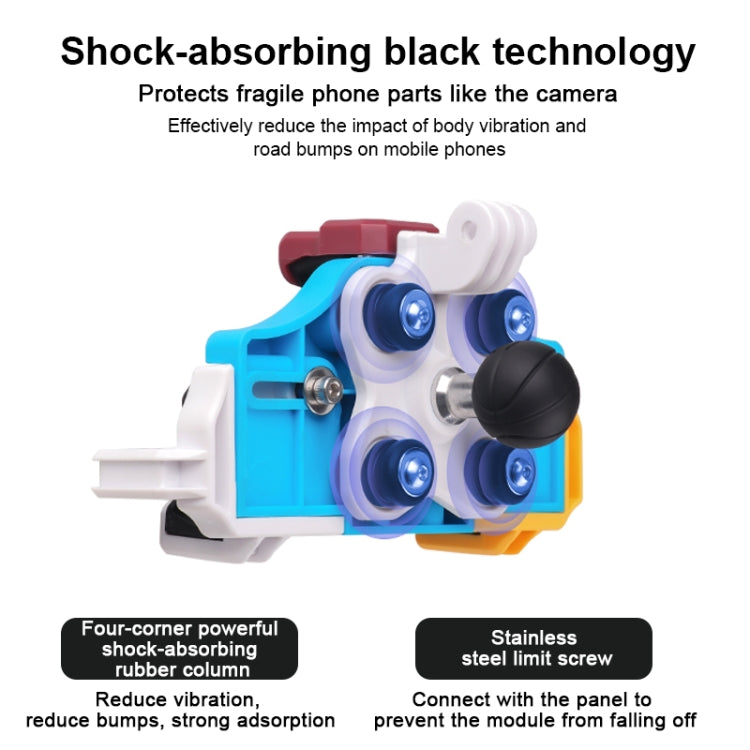 MOTOSLG Crab Motorcycle Phone Clamp Bracket O-Type Rear Mirror Mount with Anti-theft Lock(Blue White Red) - Holder by MOTOLSG | Online Shopping South Africa | PMC TechLife | Buy Now Pay Later Mobicred