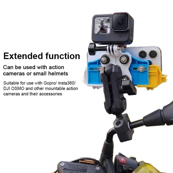 MOTOSLG Crab Motorcycle Phone Clamp Bracket O-Type Rear Mirror Mount(Yellow Blue White)