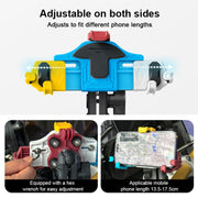 MOTOSLG Crab Motorcycle Phone Clamp Bracket O-Type Rear Mirror Mount(Yellow Blue White)