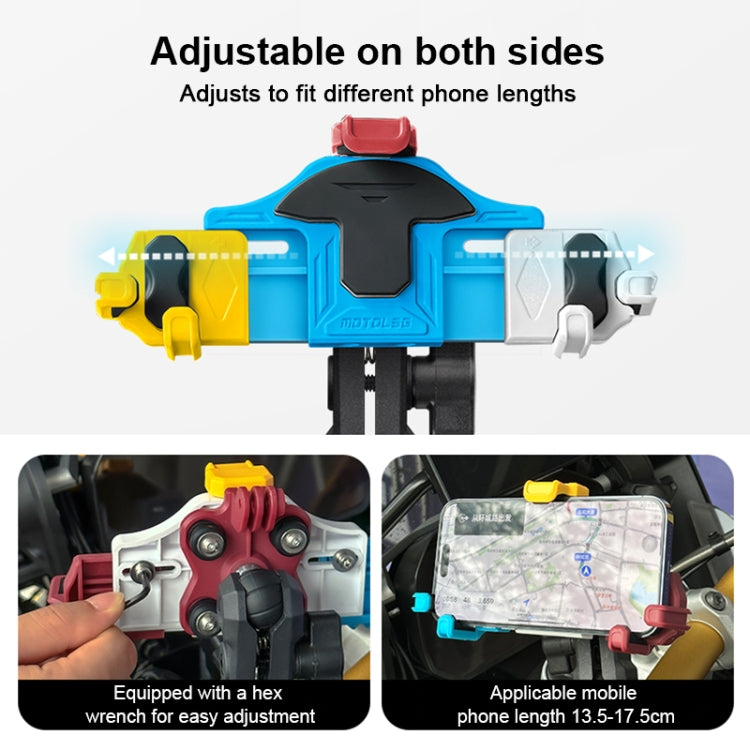 MOTOSLG Crab Motorcycle Phone Clamp Bracket O-Type Rear Mirror Mount with Anti-theft Lock(Blue White Red) - Holder by MOTOLSG | Online Shopping South Africa | PMC TechLife | Buy Now Pay Later Mobicred