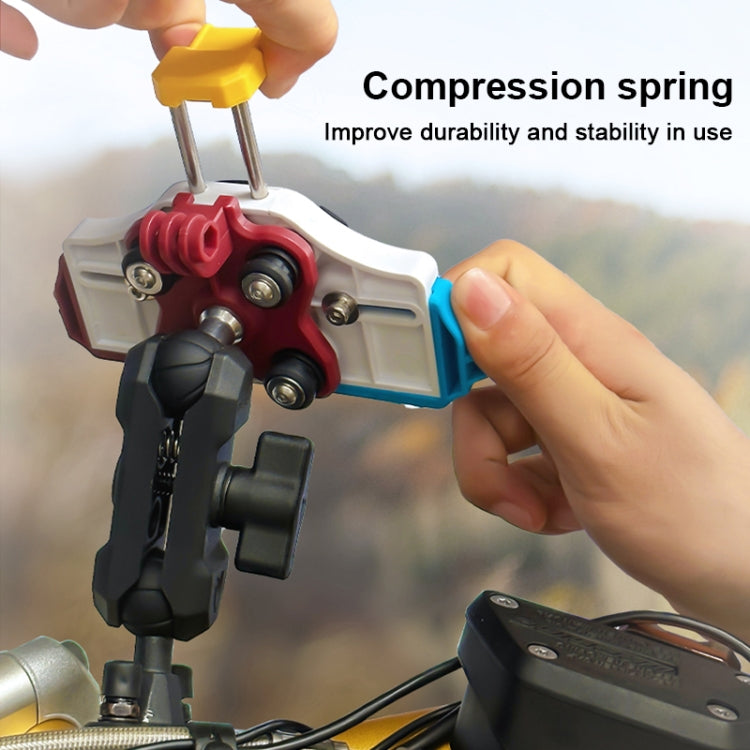 MOTOSLG Crab Motorcycle Phone Clamp Bracket L-Type Rear Mirror Mount with Anti-theft Lock(Blue White Red) - free shipping - PMC TechLife - Order now!