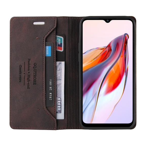 For Xiaomi Redmi 12C/11A Skin Feel Anti-theft Brush Horizontal Flip Leather Case with Holder(Brown)