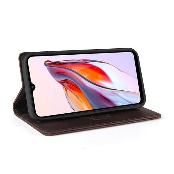 For Xiaomi Redmi 12C/11A Skin Feel Anti-theft Brush Horizontal Flip Leather Case with Holder(Brown)