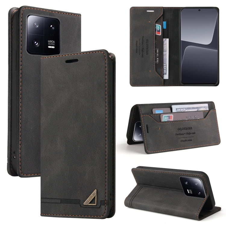 For Xiaomi 13 Pro Skin Feel Anti-theft Brush Horizontal Flip Leather Case with Holder(Black) - 13 Pro Cases by PMC TechLife | Online Shopping South Africa | PMC TechLife | Buy Now Pay Later Mobicred