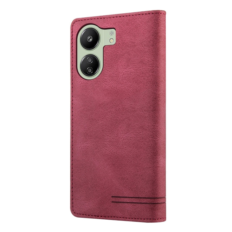 For Xiaomi Redmi 13C Skin Feel Anti-theft Brush Horizontal Flip Leather Case with Holder(Wine Red) - 13C Cases by PMC TechLife | Online Shopping South Africa | PMC TechLife | Buy Now Pay Later Mobicred