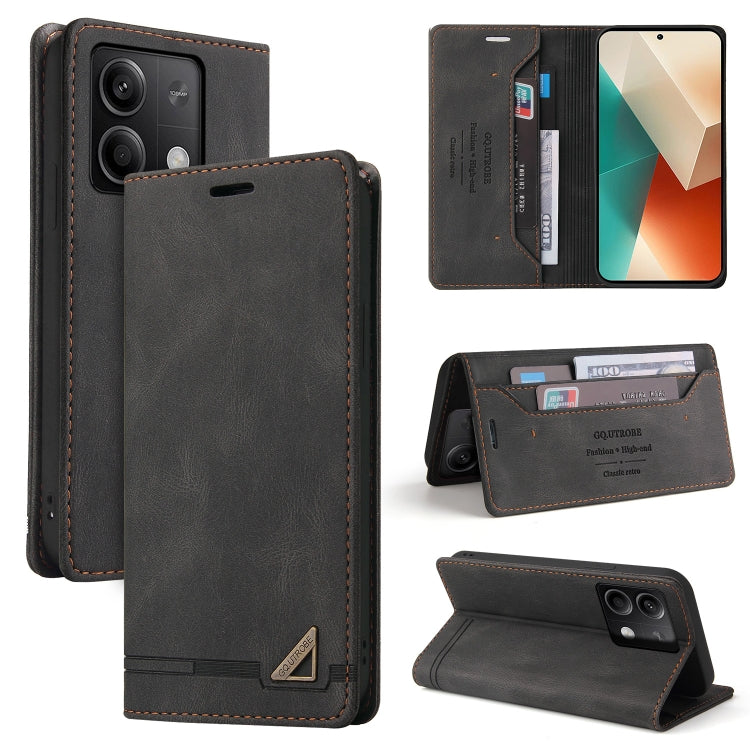 For Xiaomi Redmi Note 13 5G Skin Feel Anti-theft Brush Horizontal Flip Leather Case with Holder(Black) - Note 13 Cases by PMC TechLife | Online Shopping South Africa | PMC TechLife | Buy Now Pay Later Mobicred
