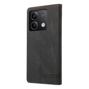 For Xiaomi Redmi Note 13 5G Skin Feel Anti-theft Brush Horizontal Flip Leather Case with Holder(Black)