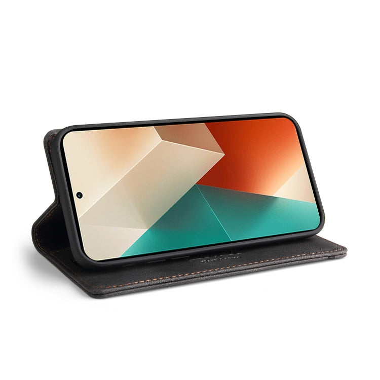 For Xiaomi Redmi Note 13 5G Skin Feel Anti-theft Brush Horizontal Flip Leather Case with Holder(Black) - Note 13 Cases by PMC TechLife | Online Shopping South Africa | PMC TechLife | Buy Now Pay Later Mobicred
