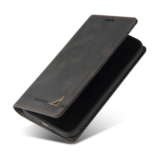For Xiaomi Redmi Note 13 Pro+ Skin Feel Anti-theft Brush Horizontal Flip Leather Case with Holder(Black)