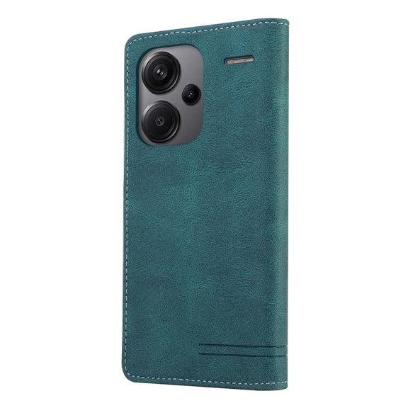 For Xiaomi Redmi Note 13 Pro+ Skin Feel Anti-theft Brush Horizontal Flip Leather Case with Holder(Blue)