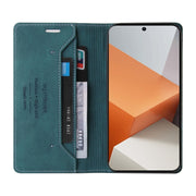 For Xiaomi Redmi Note 13 Pro+ Skin Feel Anti-theft Brush Horizontal Flip Leather Case with Holder(Blue)