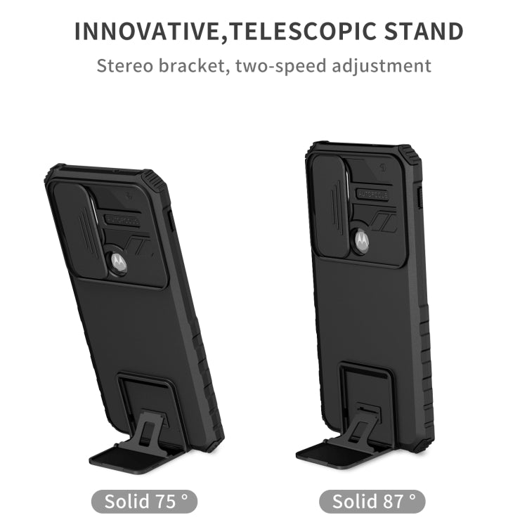 For Motorola Moto G Stylus 5G Stereoscopic Holder Sliding Camshield Phone Case(Black) - Motorola Cases by PMC TechLife | Online Shopping South Africa | PMC TechLife