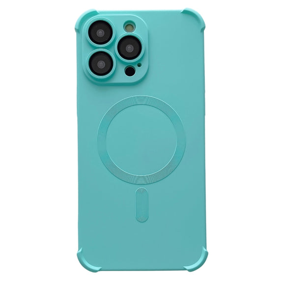 For iPhone 16 Pro Max Four Corner Shockproof Skin Feel MagSafe Magnetic Phone Case(Cyan Blue)