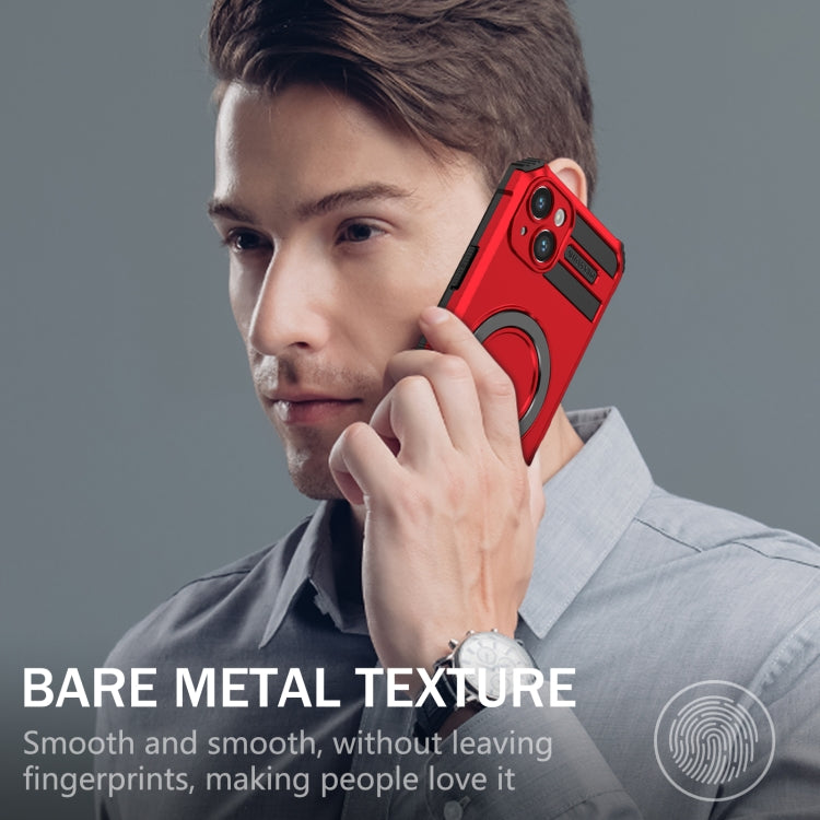 For iPhone 15 Plus MagSafe Magnetic Holder Phone Case(Red)