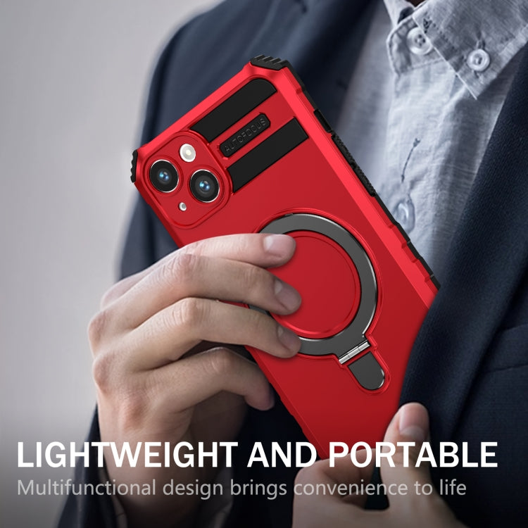 For iPhone 15 Plus MagSafe Magnetic Holder Phone Case(Red)